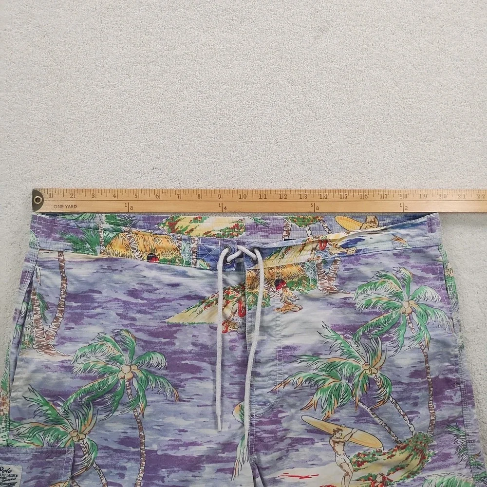 VTG POLO Ralph Lauren Swim Trunks Men's XL Cotton Blend Hawaiian Surf Beach EUC